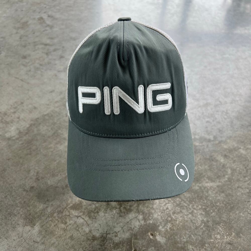 PING Golf Hat Cap Men's Mesh Snapback Play Your Best Olive Green White Yupoong